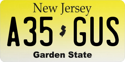 NJ license plate A35GUS