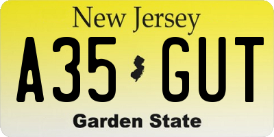 NJ license plate A35GUT