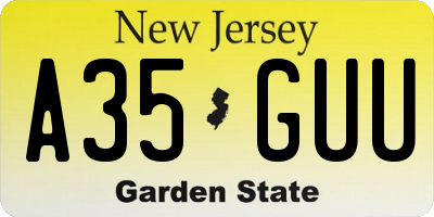 NJ license plate A35GUU