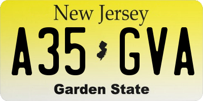 NJ license plate A35GVA