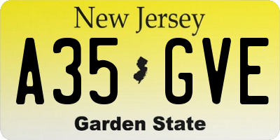 NJ license plate A35GVE