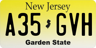 NJ license plate A35GVH