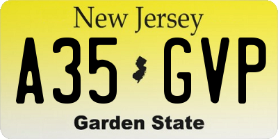 NJ license plate A35GVP