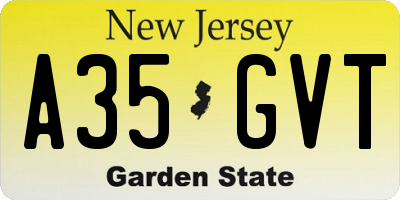 NJ license plate A35GVT