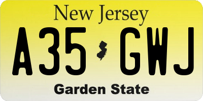 NJ license plate A35GWJ