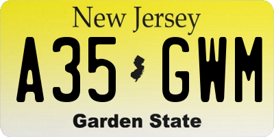 NJ license plate A35GWM