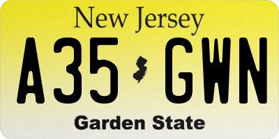 NJ license plate A35GWN