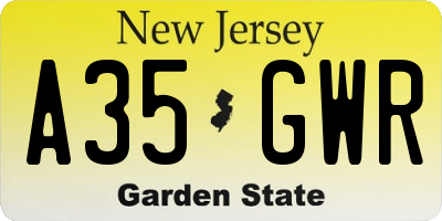 NJ license plate A35GWR