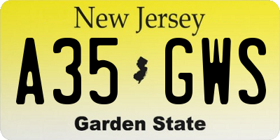 NJ license plate A35GWS