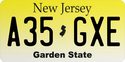 NJ license plate A35GXE