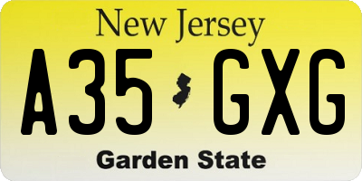 NJ license plate A35GXG