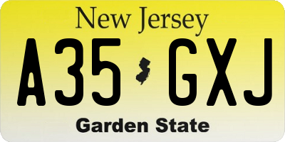 NJ license plate A35GXJ