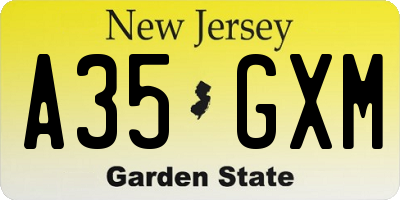 NJ license plate A35GXM