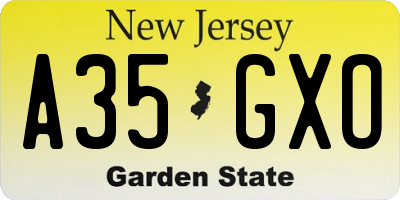 NJ license plate A35GXO