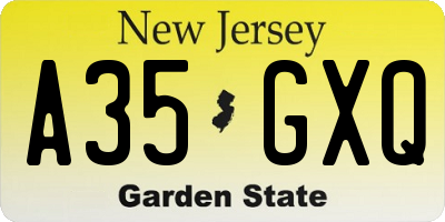NJ license plate A35GXQ