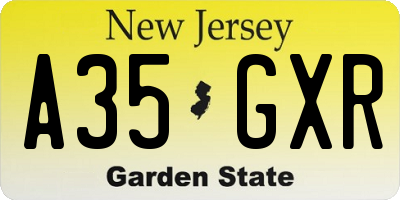 NJ license plate A35GXR