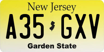 NJ license plate A35GXV