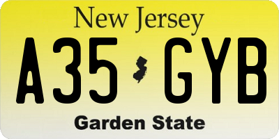 NJ license plate A35GYB