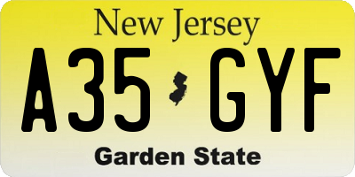 NJ license plate A35GYF