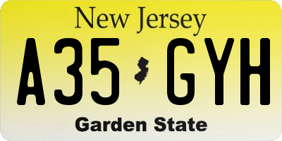 NJ license plate A35GYH