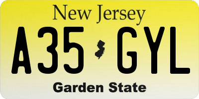 NJ license plate A35GYL