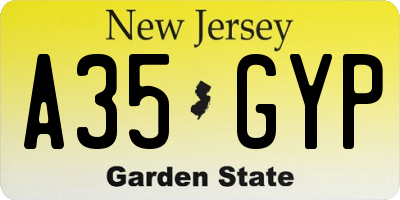 NJ license plate A35GYP