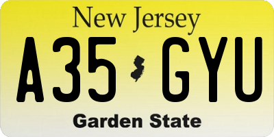 NJ license plate A35GYU