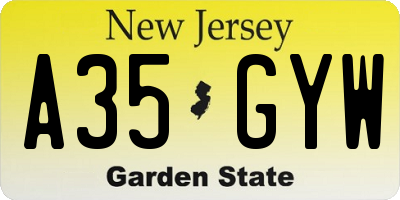 NJ license plate A35GYW