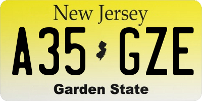 NJ license plate A35GZE