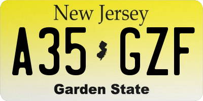 NJ license plate A35GZF