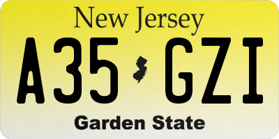 NJ license plate A35GZI