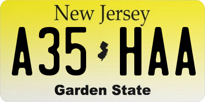 NJ license plate A35HAA