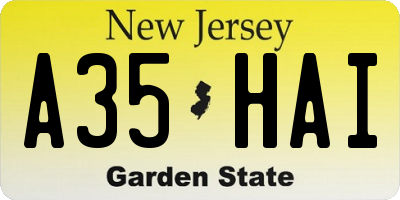 NJ license plate A35HAI