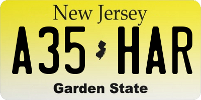 NJ license plate A35HAR
