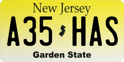 NJ license plate A35HAS
