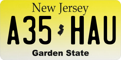 NJ license plate A35HAU