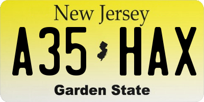NJ license plate A35HAX