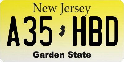 NJ license plate A35HBD