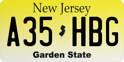 NJ license plate A35HBG