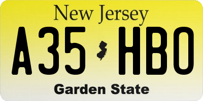 NJ license plate A35HBO