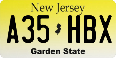NJ license plate A35HBX