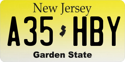 NJ license plate A35HBY