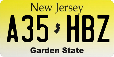 NJ license plate A35HBZ