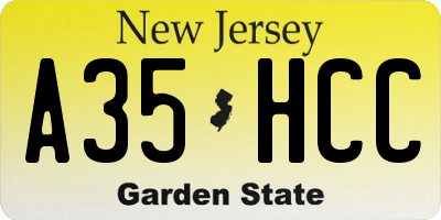 NJ license plate A35HCC
