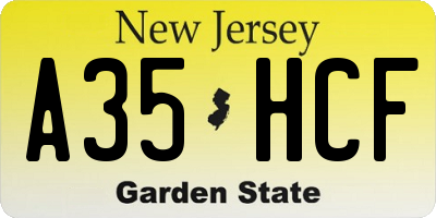 NJ license plate A35HCF