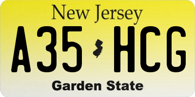 NJ license plate A35HCG
