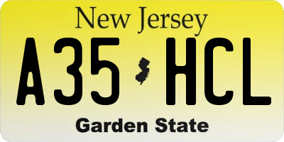NJ license plate A35HCL