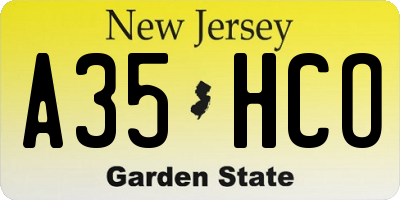 NJ license plate A35HCO