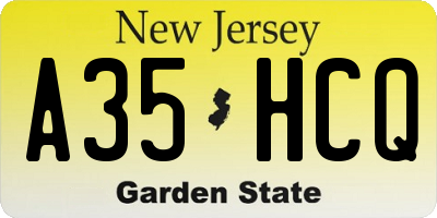 NJ license plate A35HCQ