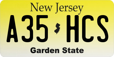 NJ license plate A35HCS